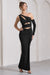 Carlina | Black Ruched One Shoulder Cut-Out Split Maxi Dress - Club L London - AUS