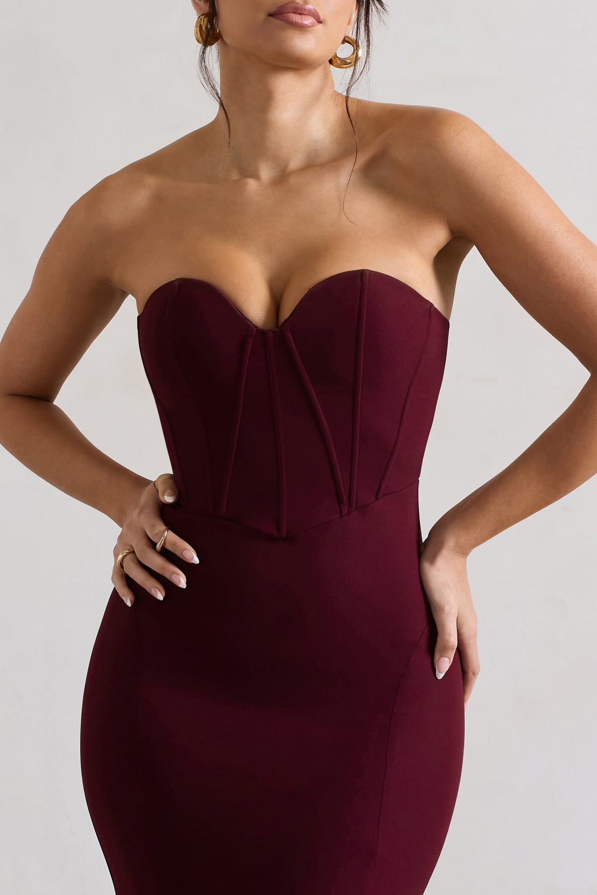 Burgundy corset dress shop