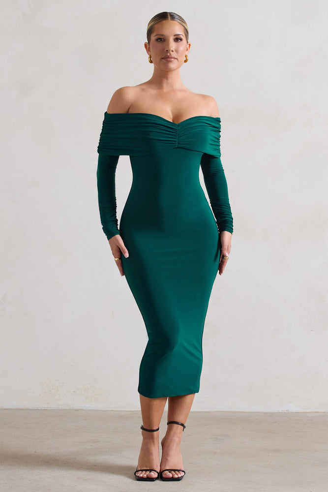 Bottle green 2024 midi dress