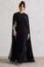 Envy | Black Gathered Maxi Dress With Chiffon Cape - Club L London - AUS