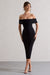 Averie | Black Bodycon Bardot Midi Dress