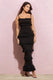 Lauren | Black Broderie Strappy Ruffled Maxi Dress - Club L London - AUS