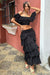 Vista | Black Broderie Ruffled Tiered Maxi Skirt - Club L London - AUS