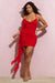 Take It In | Red Chiffon Mini Dress With Corsage & Ruffle - Club L London - AUS