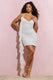 Take It In | White Chiffon Mini Dress With Corsage & Ruffle - Club L London - AUS