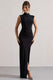 Lanetta | Black Ruched High-Neck Maxi Dress With Split - Club L London - AUS