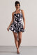 Zahra | Zebra Print Halter-Neck Ruched Mini Dress With Ruffle Hem - Club L London - AUS