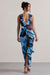 Santana | Floral Print Plunge-Neck Split Maxi Dress With Knot Detail - Club L London - AUS
