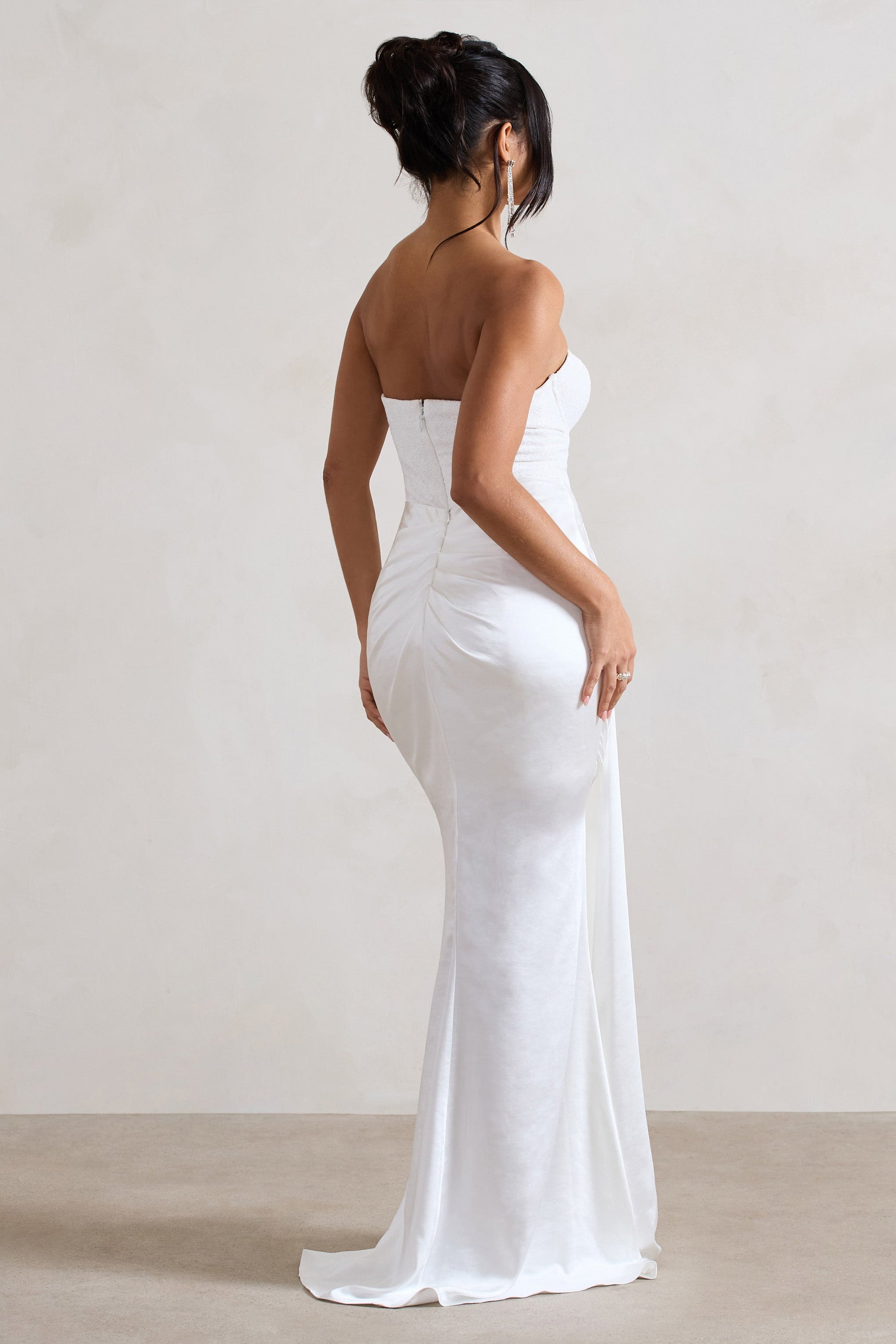 Valencia | Cream Lace Corset Maxi Dress With Detachable Skirt - Club L London - AUS