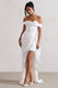 Milano | Cream Satin Bardot Maxi Dress With Detachable Skirt - Club L London - AUS