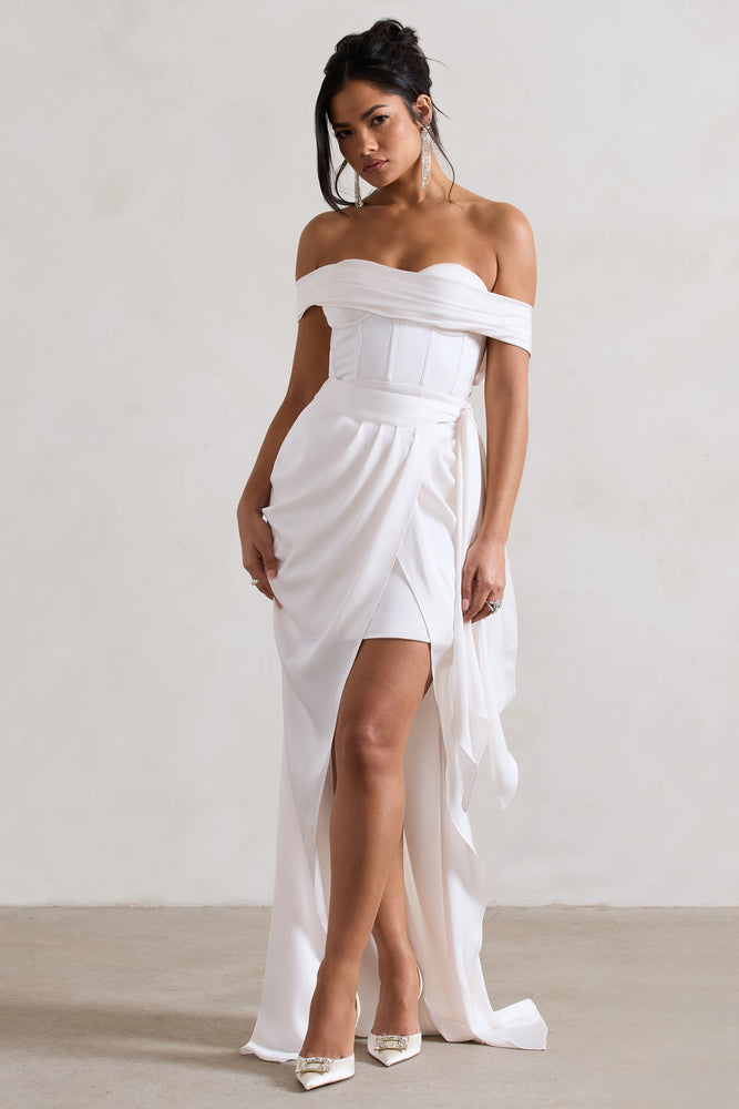 Bridesmaid Dress Off The Shoulder Twisted Waist Dress House Of CB London Genevieve Blush Satin Off Bridesmaid Dress Off The Shoulder Twisted Waist Dress House Of CB London Genevieve Blush Satin Off