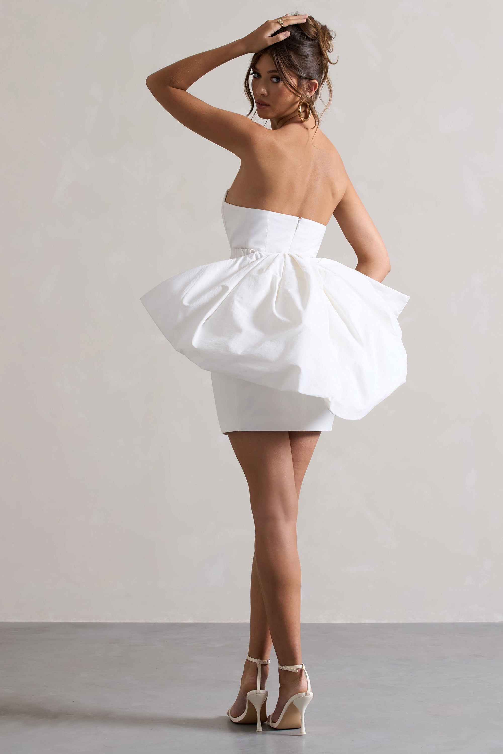 Bladen | Cream Bandeau Mini Dress With Detachable Bow Skirt - Club L London - AUS