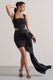 All The Talk | Navy Pinstripe Wrap Mini Skirt With Side Drape - Club L London - AUS