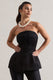 Century | Black Satin Strapless Button Front Corset Top - Club L London - AUS