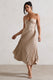 Bordeaux | Champagne Satin Corset Style Midi Dress - Club L London - AUS