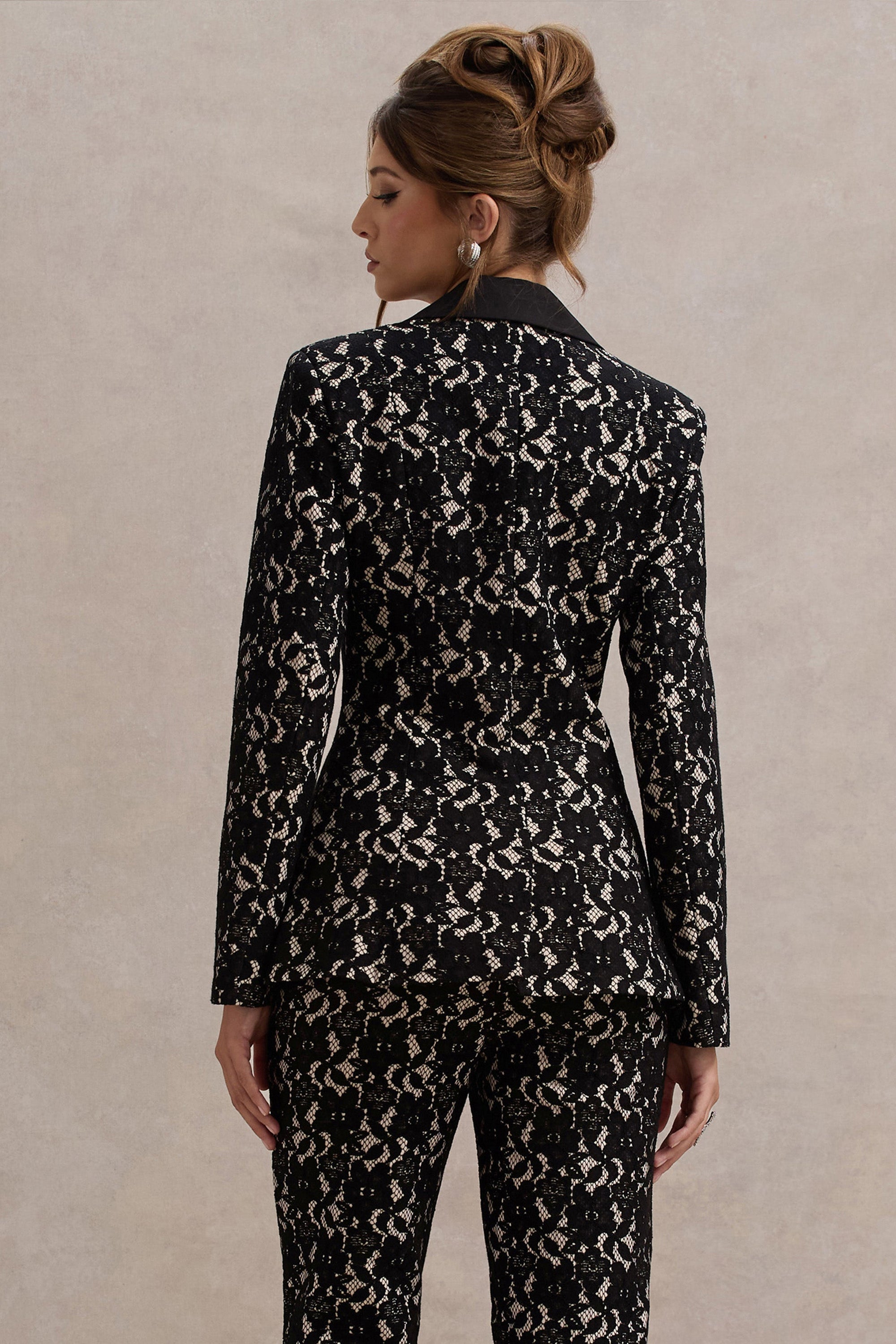 Kennedy | Black Lace Tailored Blazer - Club L London - AUS