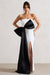 Sincerely | White Bandeau Split Maxi Dress With Oversized Black Bow - Club L London - AUS
