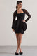 Alto | Black Square-Neck Mini Dress With Puff Skirt - Club L London - AUS