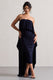 Upon A Time | Navy Ruched Bandeau Midi Dress With Cape - Club L London - AUS