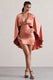 Olsen | Coral Satin Plunge-Neck Cape Mini Dress - Club L London - AUS