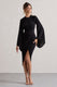 Lennox | Black Drape-Sleeve Gathered Midi Dress - Club L London - AUS