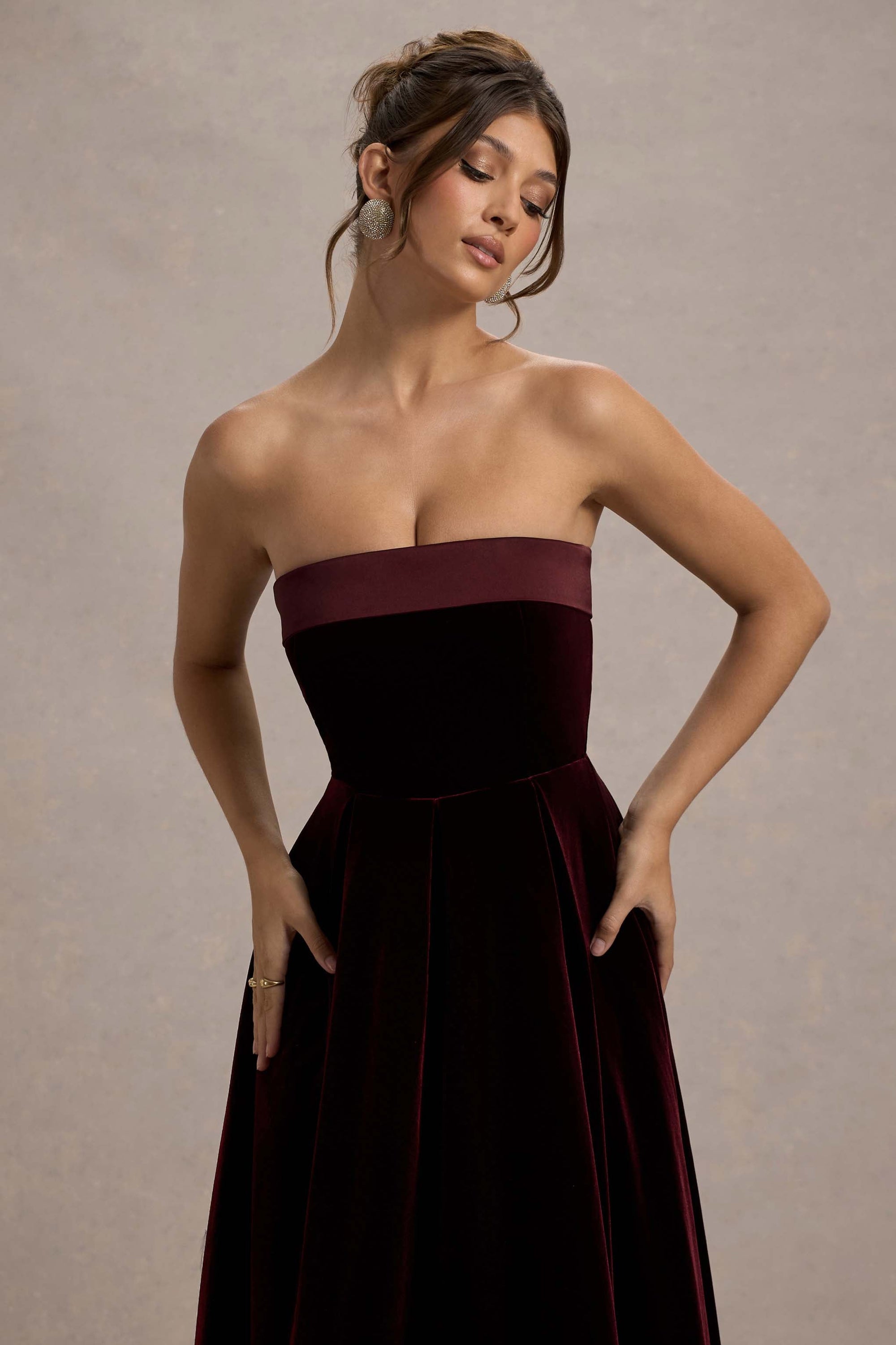 Delray | Port Velvet Bandeau Midi Dress - Club L London - AUS