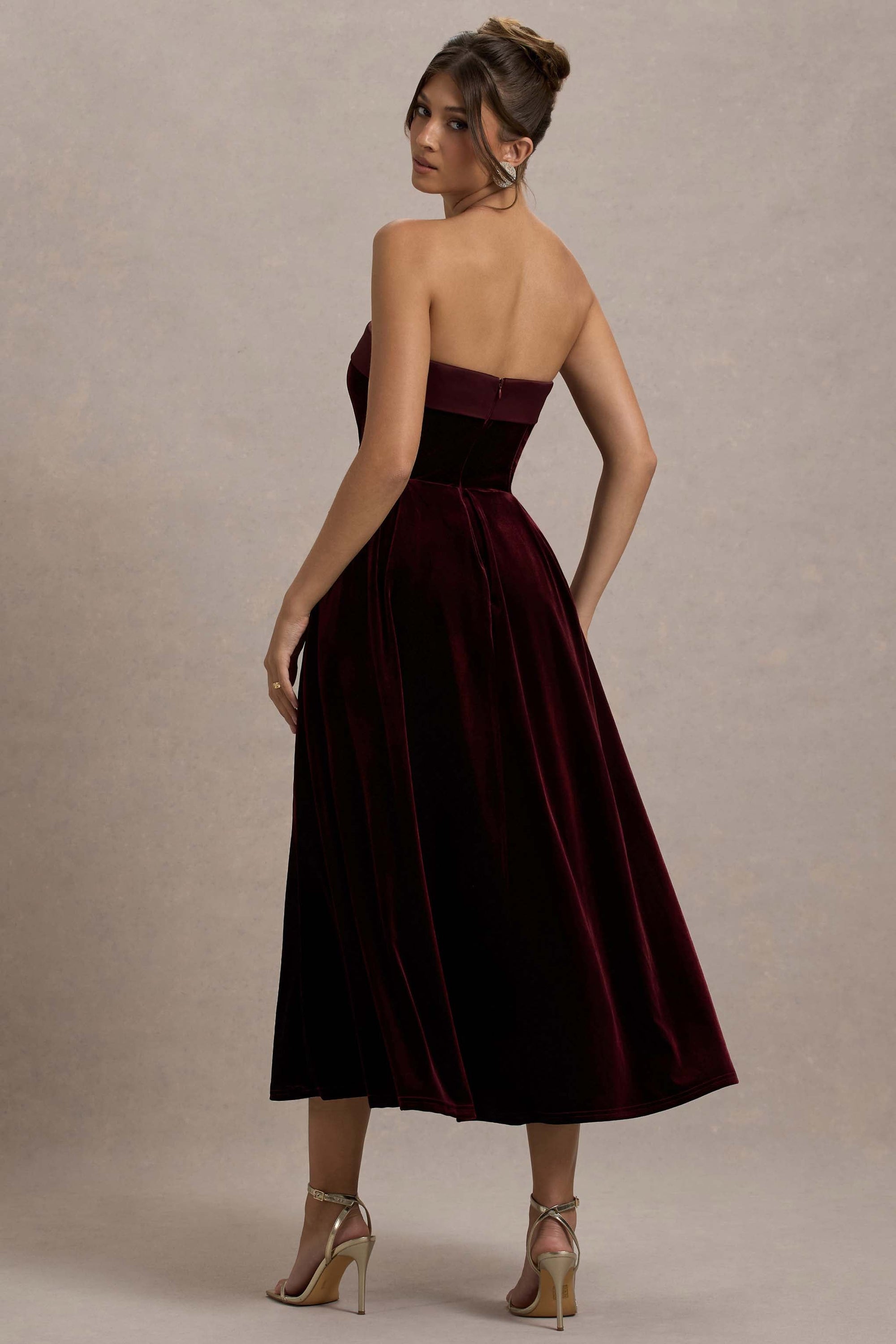 Delray | Port Velvet Bandeau Midi Dress - Club L London - AUS
