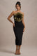 Moya | Black & Gold Bodycon Midi Dress With Corsage Detail - Club L London - AUS