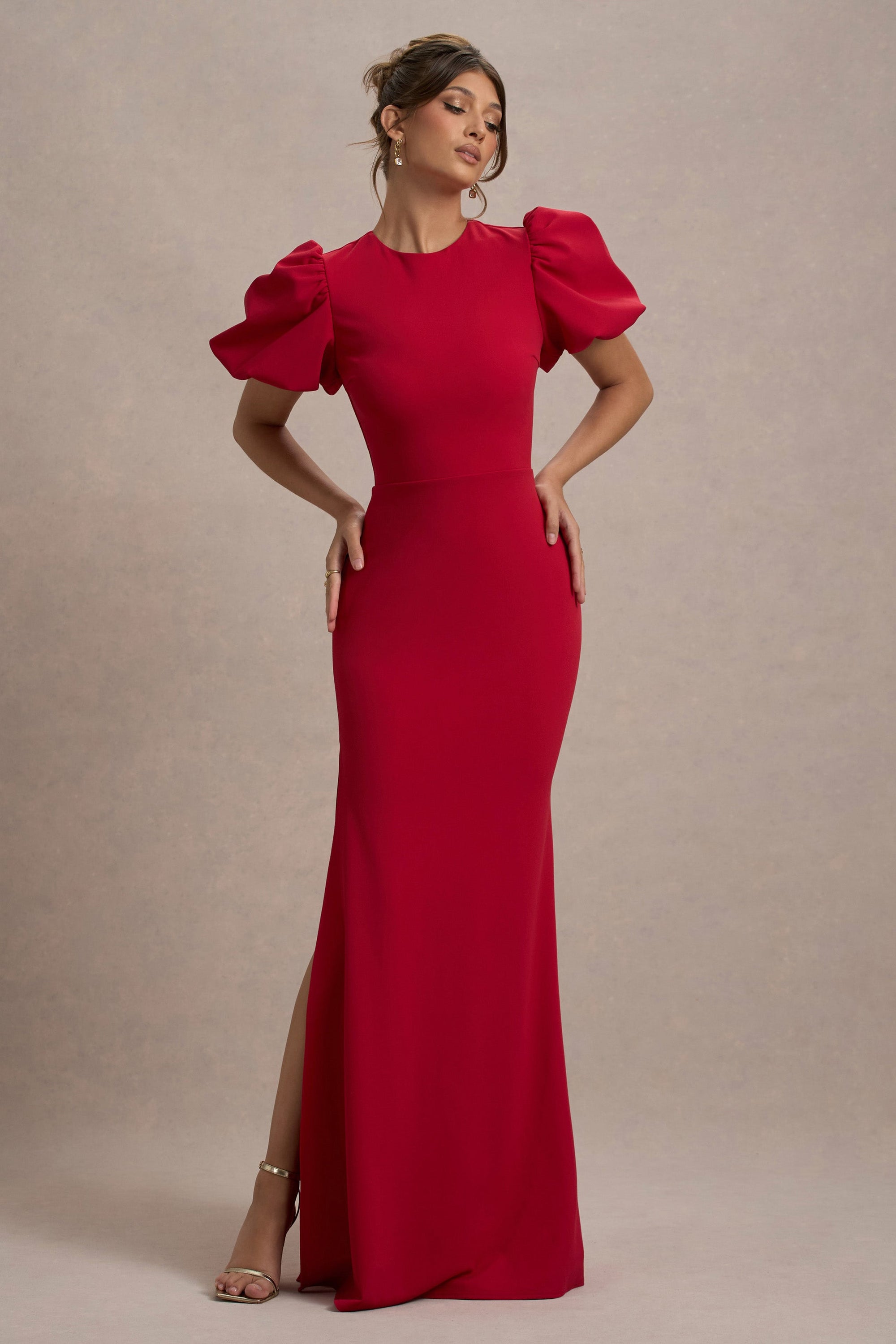 Love Letters | Red Puff-Sleeve Maxi Dress - Club L London - AUS