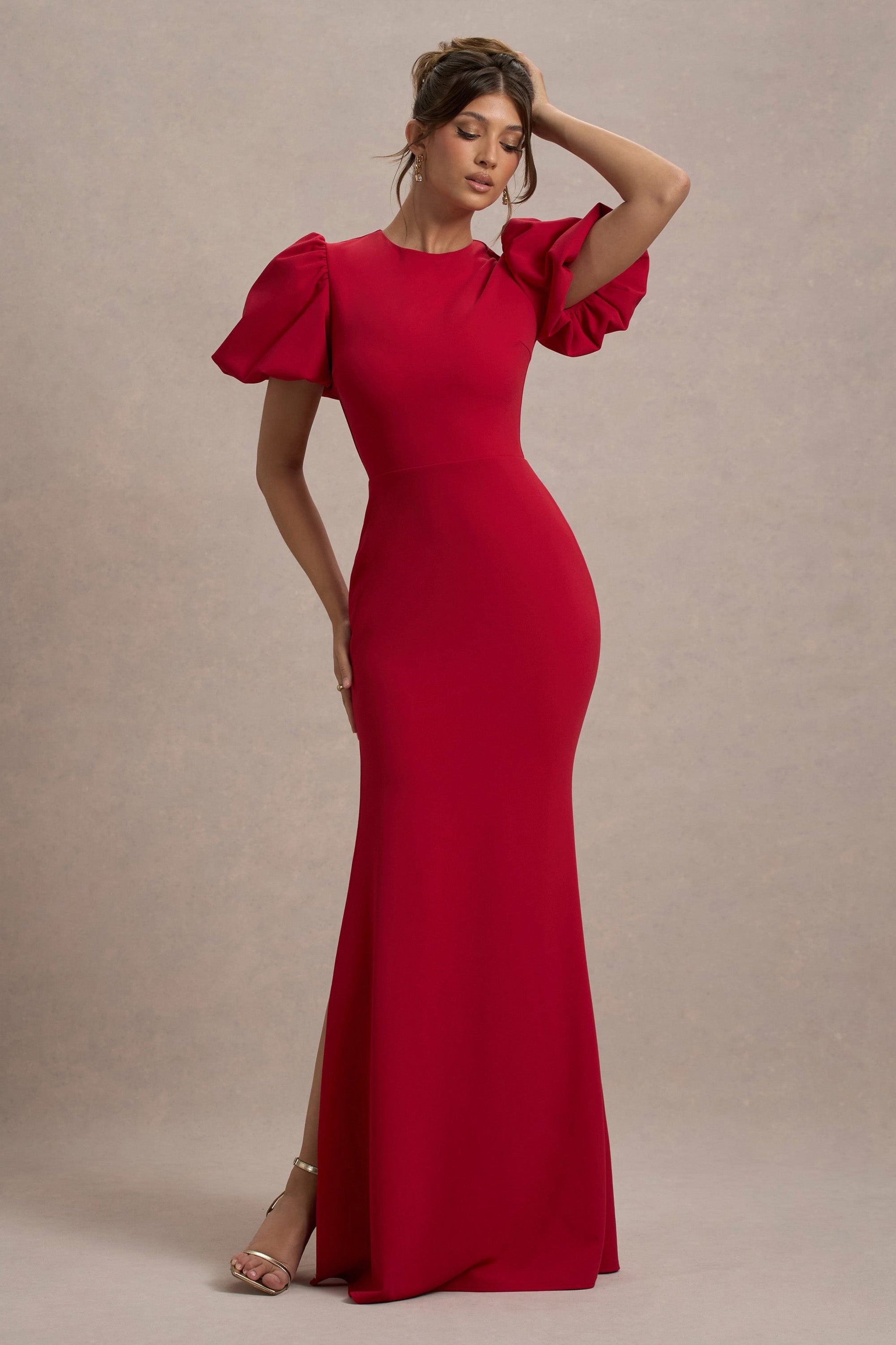 Love Letters | Red Puff-Sleeve Maxi Dress - Club L London - AUS