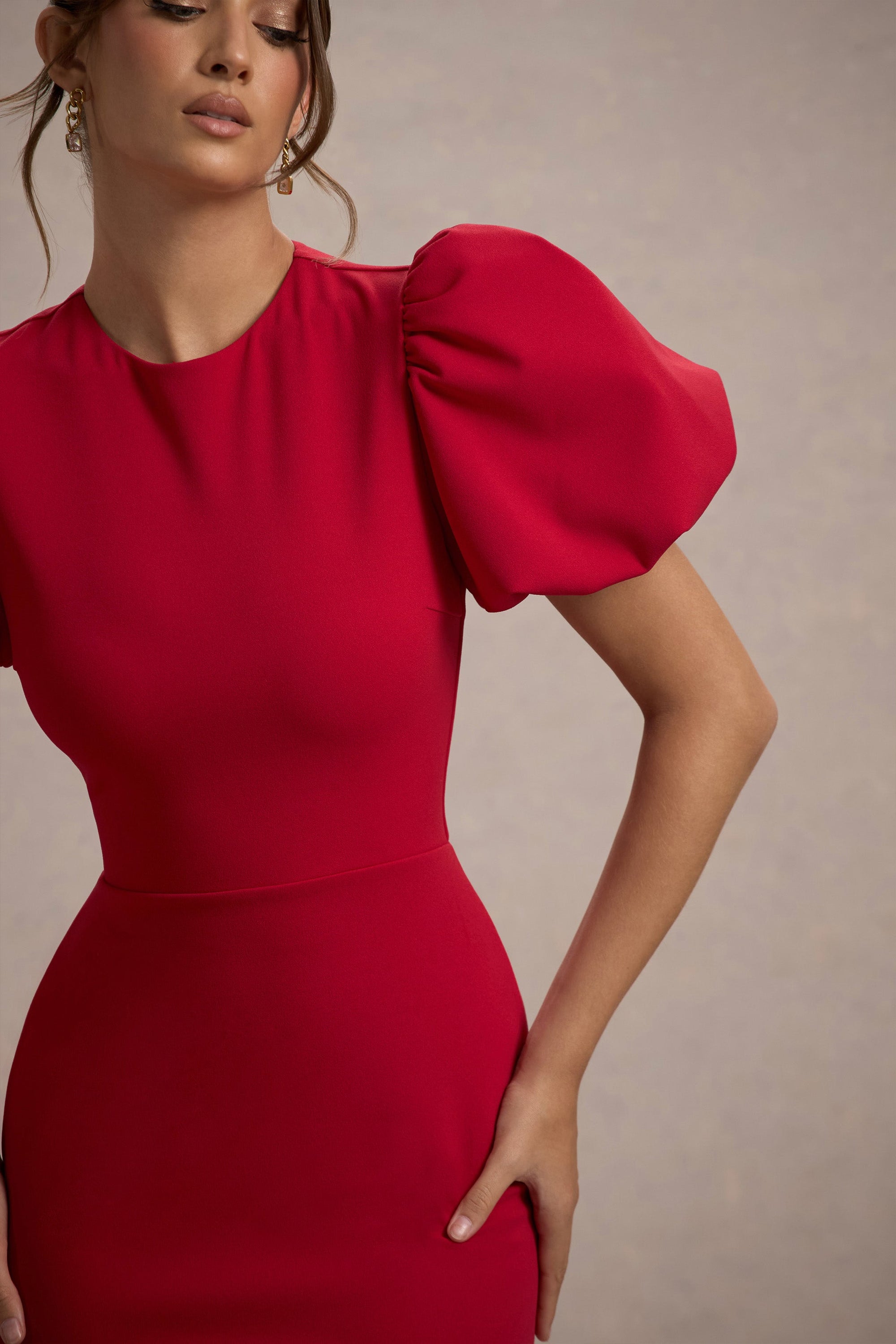 Love Letters | Red Puff-Sleeve Maxi Dress - Club L London - AUS