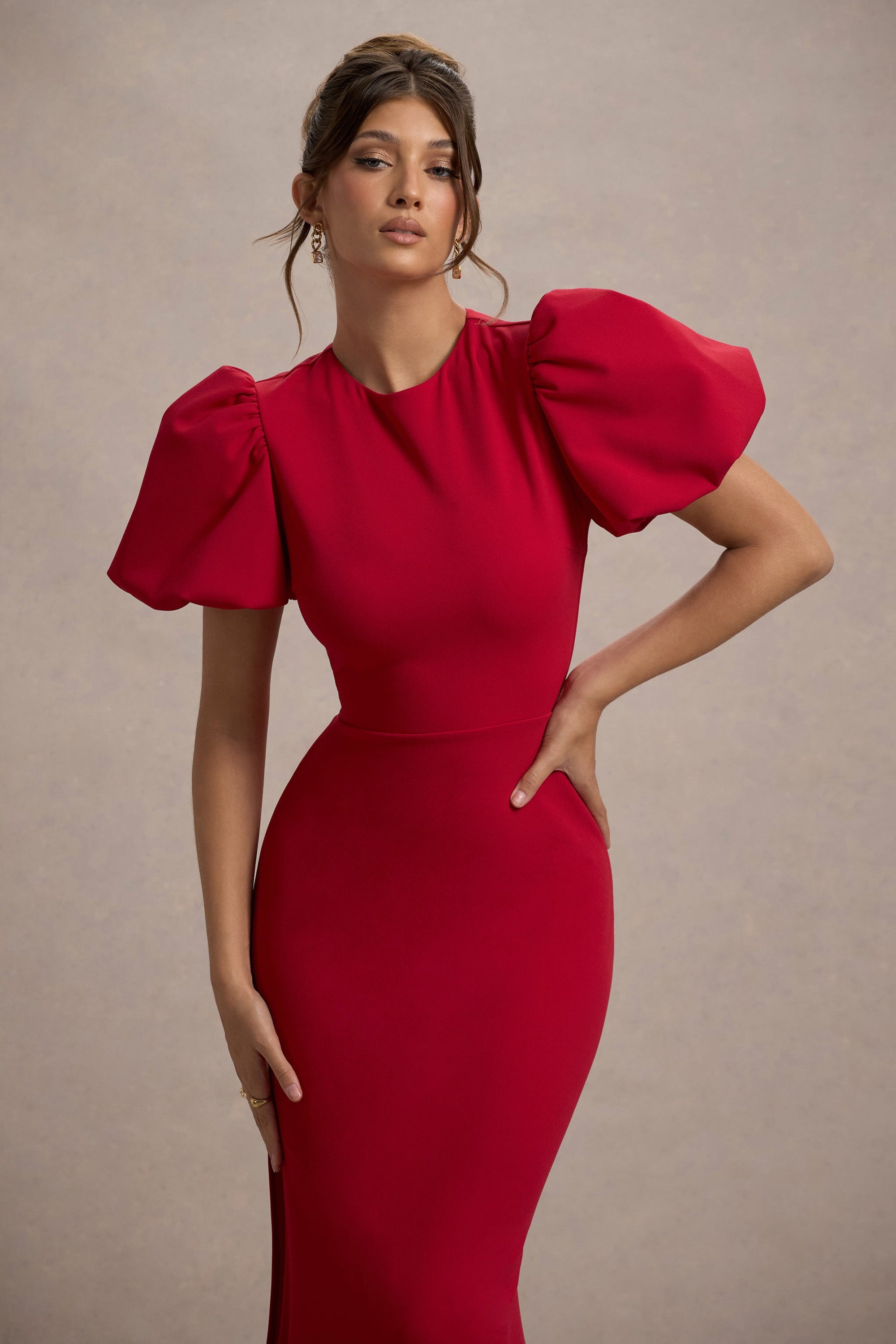 Love Letters | Red Puff-Sleeve Maxi Dress - Club L London - AUS