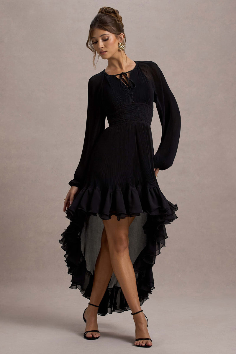 Namir Black HighLow Chiffon Maxi Dress Club L London AUS