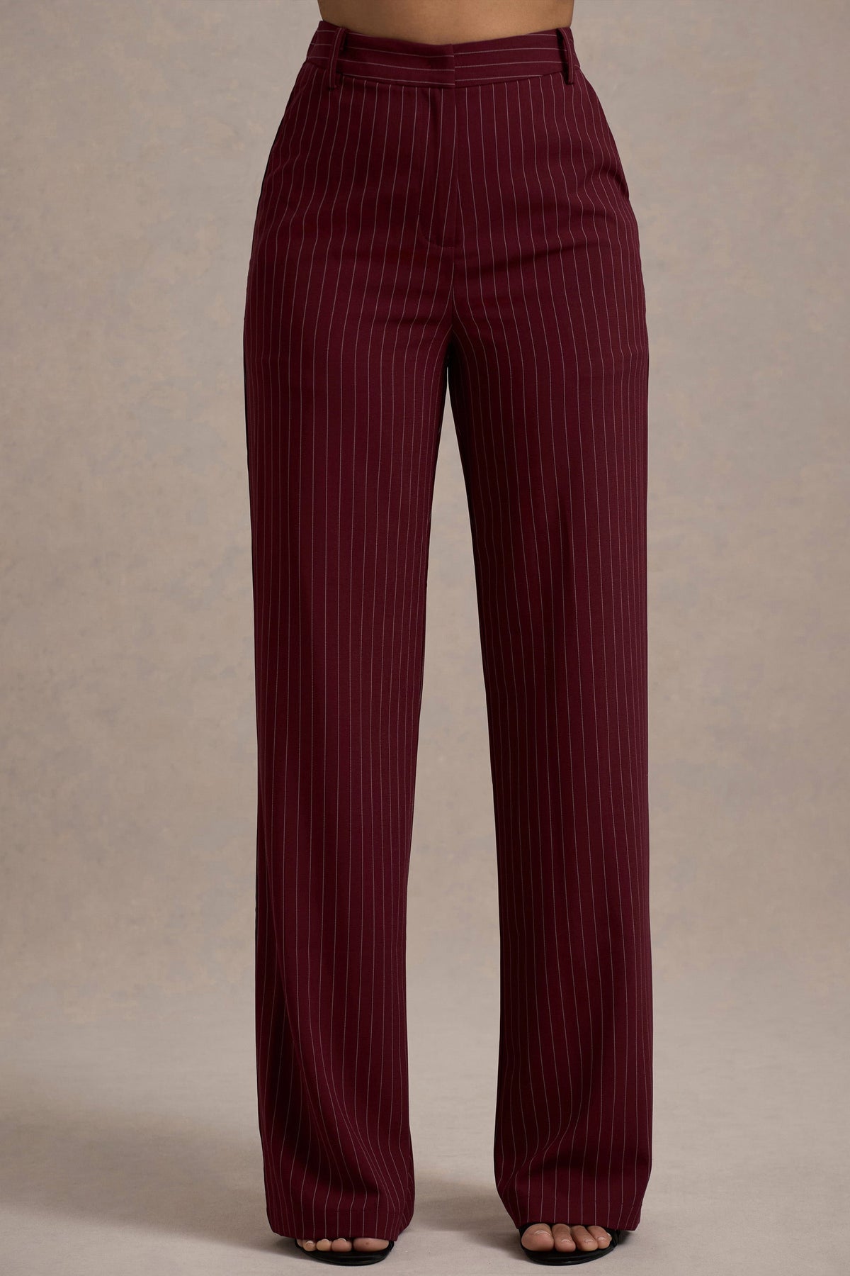 Burgundy striped trousers 2025