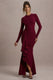 Alayna | Berry Long-Sleeve Maxi Dress With Ruffled Split - Club L London - AUS