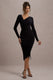 Lilia | Black Ruched Asymmetric Midi Dress - Club L London - AUS