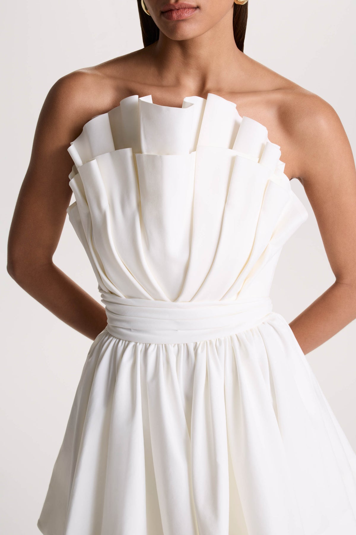 Distinguished | White Asymmetric Ruffled Mini Dress