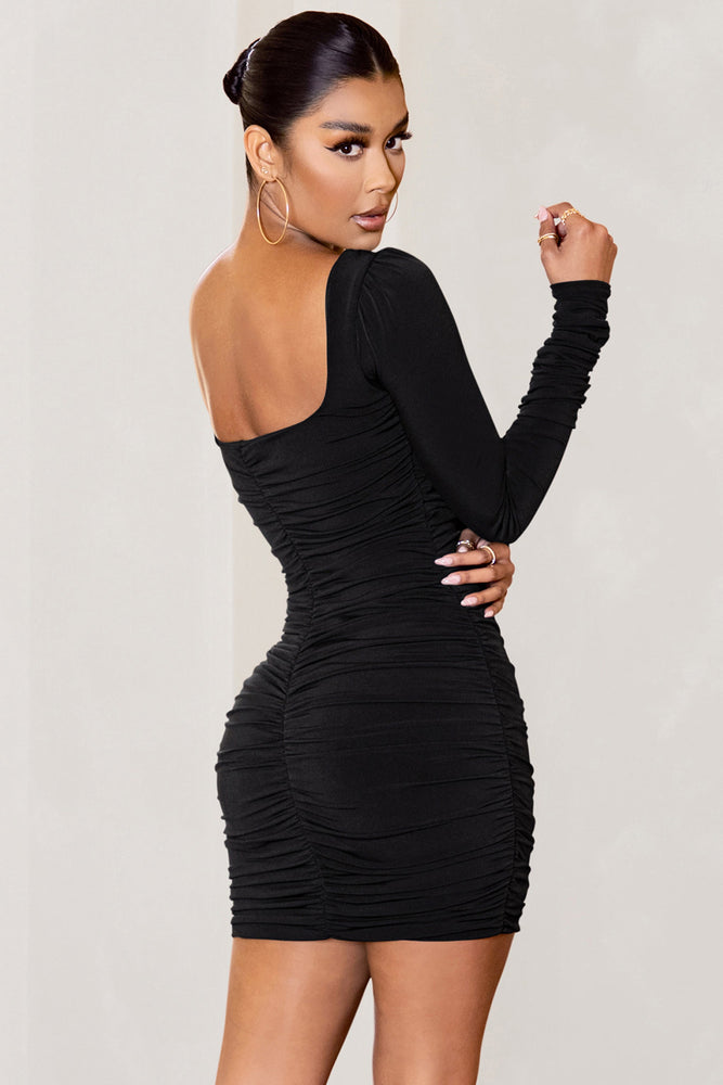 Black Embellished Fitted Dress