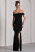 Law of Attraction | Black Bardot Draped Split Maxi Dress - Club L London - AUS