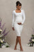 New Life | White Maternity Square Neck Ruched Midi Dress - Club L London - AUS