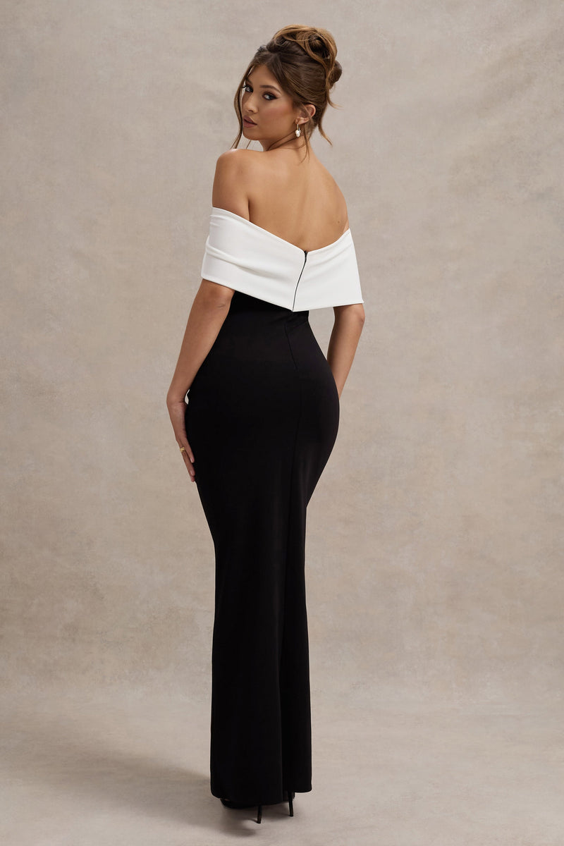 WB_HR_CL127770225-EvaBlack_WhiteBardotBowDetailMaxiDressWithThighSplit8