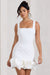 Lucy | White Strappy Mini Dress With Ruffle Trim - Club L London - AUS