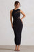 Born With It | Black Sleeveless High-Neck Draped Maxi Dress With Mesh Inserts - Club L London - AUS
