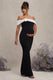 In Bloom | Black & White Bardot Maternity Maxi Dress With Flower - Club L London - AUS
