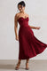 Bordeaux | Berry Satin Corset Style Midi Dress - Club L London - AUS