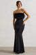 Dress For It | Black Satin Feather Trim Bandeau Maxi Dress - Club L London - AUS
