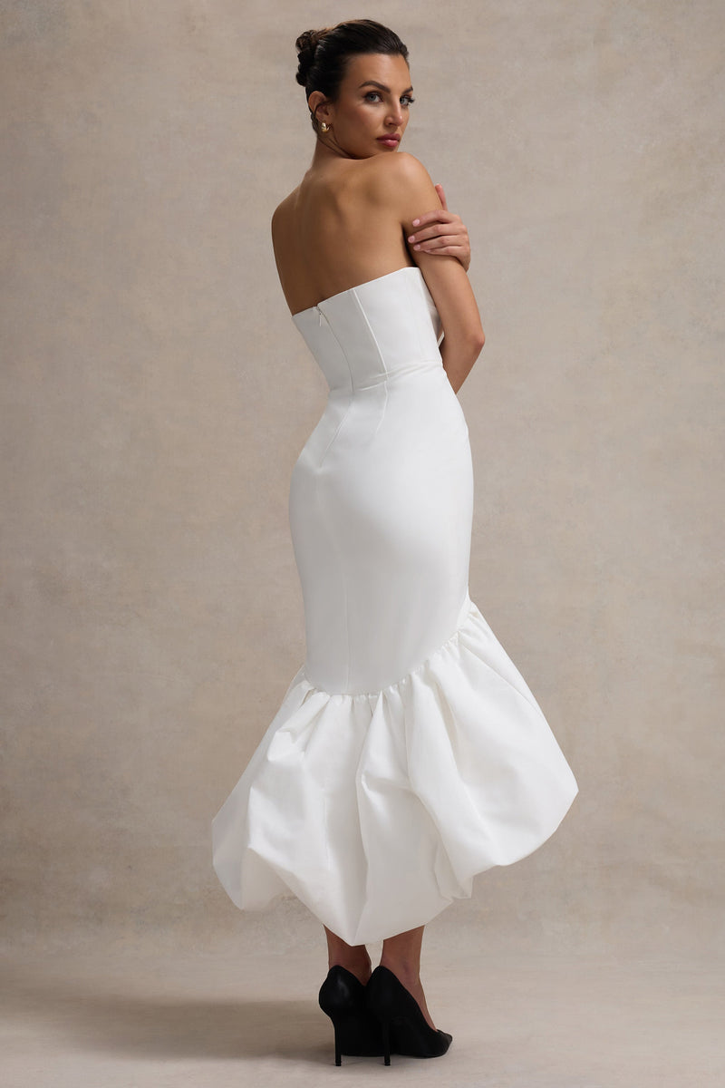 Ivana White Train Design Corset Maxi Dress main image 0