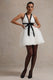 Eclair | Black & White Plunge-Neck Mini Dress With Tulle Skirt - Club L London - AUS