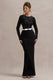 Zenith | Black Lace Long-Sleeve Maxi Dress - Club L London - AUS
