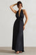 Carolyn | Black Satin Plunge Maxi Dress With Dipped Hem - Club L London - AUS
